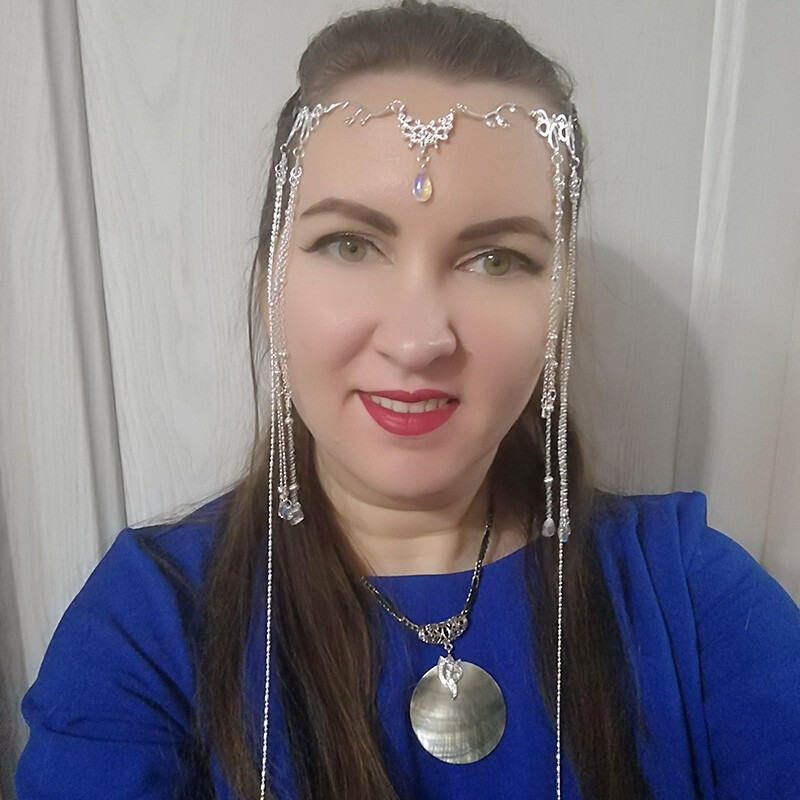 Women Wedding Crystal Tassel Head Chain Hair Jewelry Headpiece Forehead