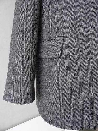ZARA ANTHRACITE GREY WOOL BLEND HERRINGBONE BLAZER SIZE M - Picture 13 of 19