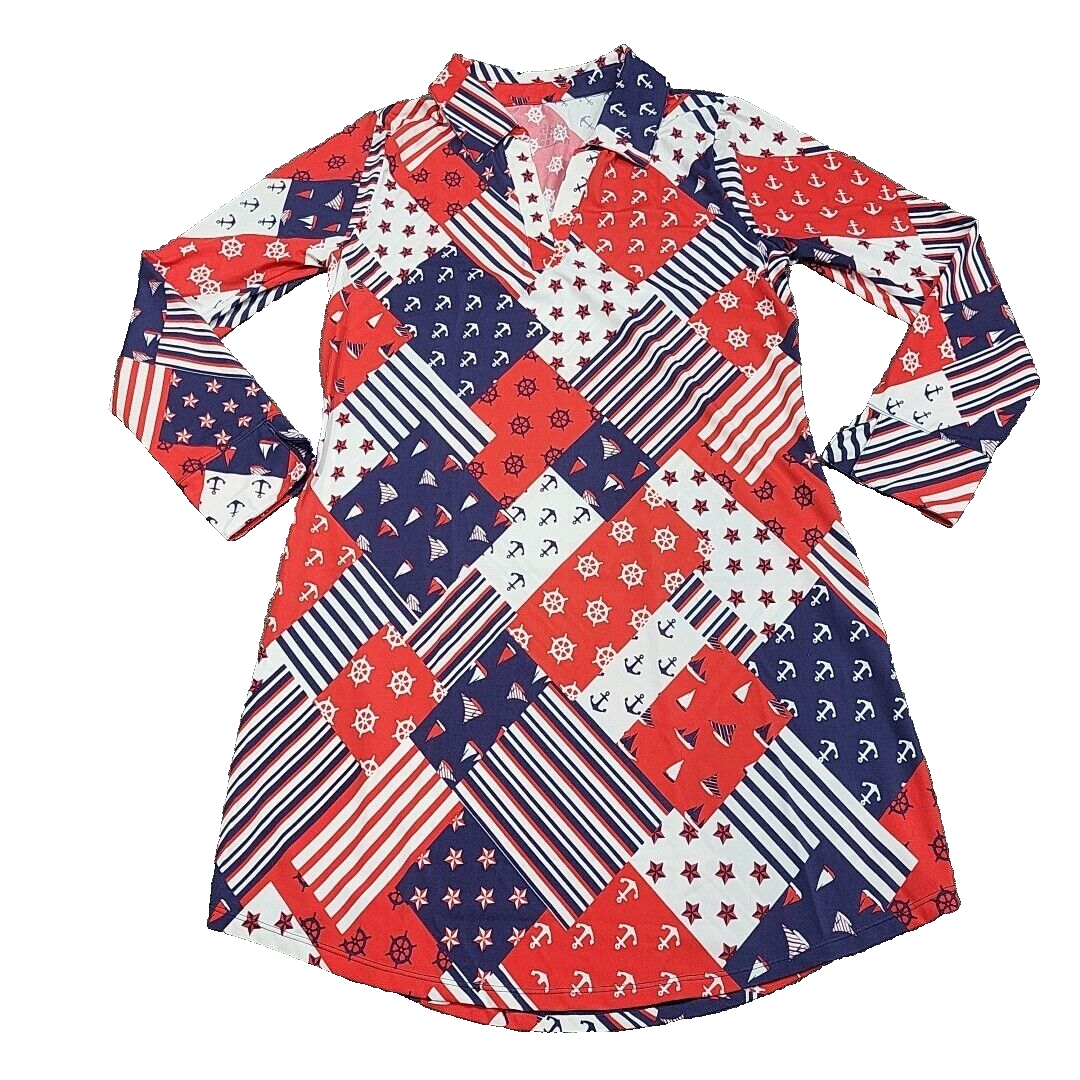 Denim Co Beach Long Sleeve Swim Dress Cover Up X-Small Sz Americana Printed Top | eBay Denim Co Beach Long Sleeve Swim Dress Cover Up X-Small Sz Americana Printed Top | eBay