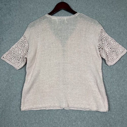 VTG Shenanigans Top Size M Hand Knitted Pink Crochet Ramie Cotton Blend Boho Y2K - Picture 8 of 8