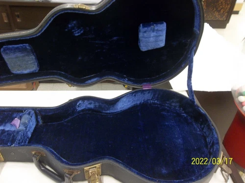 VINTAGE 60's no name BASS Guitar Case USA hardware  BLACK / BLUE - 5 LATCHES