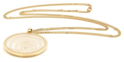 Elegant Heavy Chopard Happy Spirit 4 Circles Pendant Necklace 18K Yellow Gold