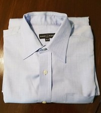 Robert Talbott Light Blue Herringbone Cotton Long Sleeve Dress Shirt 15.5 x 34