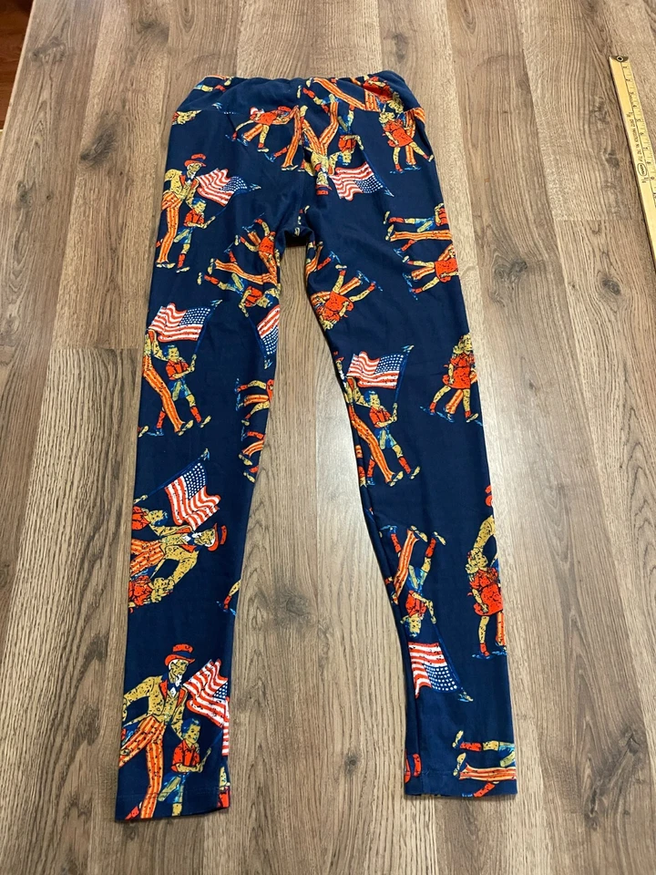 LuLaRoe Pants, Women's One Size, Blue, Leggings, Pull On, Patriotic America - Image 2 of 4