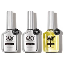 Gel Top Coat, Base Coat and Cuticle Oil Set, 3 Pcs 16Ml Glossy No Wipe Combinati
