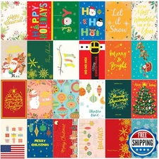 SPIRITDUST 24 Pack Gold Foil Glitter Christmas Cards with Envelopes and Stick