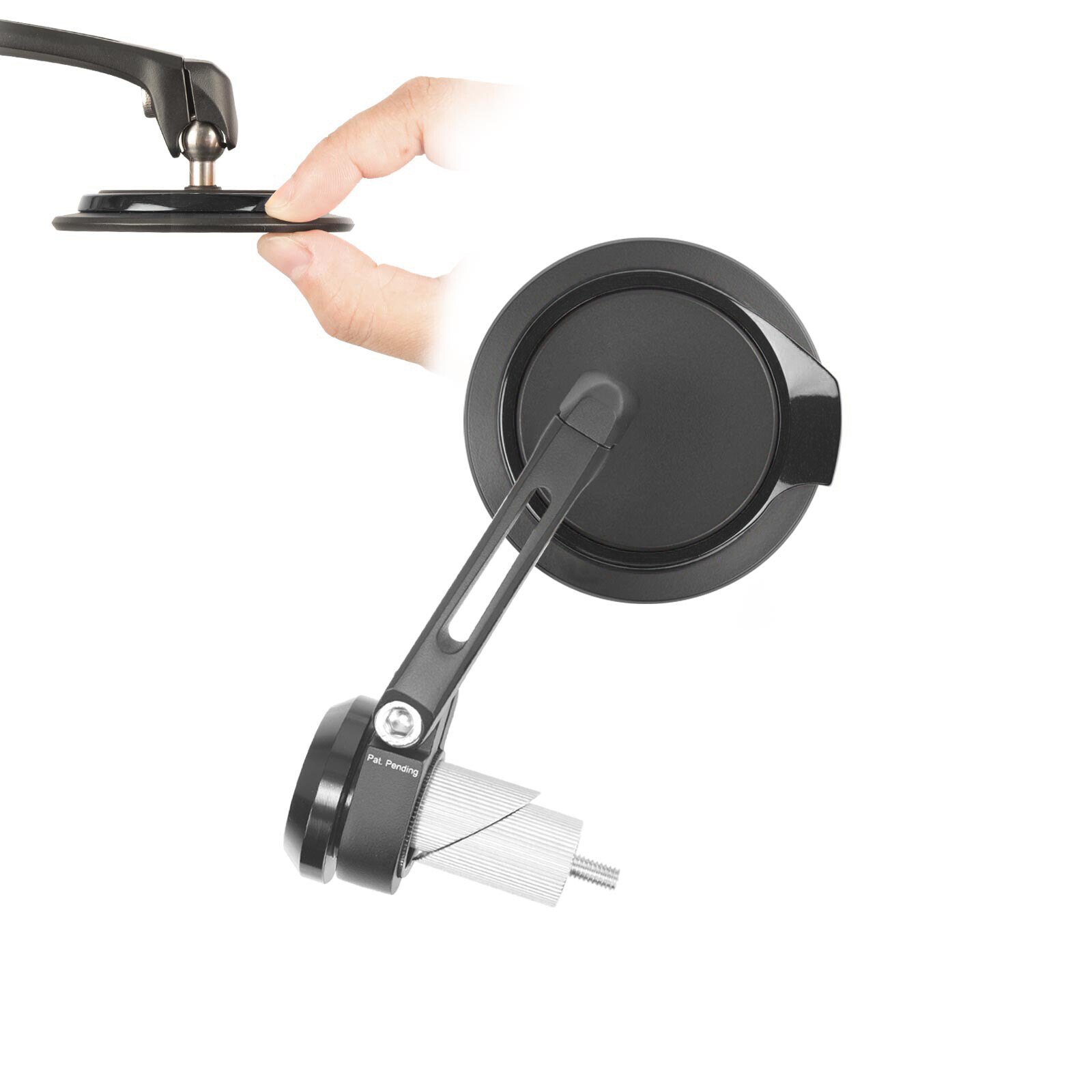 Black AURA Round Bar End Mirrors for Victory 1