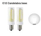 2pcs E12 Candelabra C7 LED bulb 102Led Ceramics Light 9W 110V Lamp White 6000K H