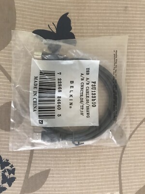 Brandneu schwarz Belkin USB A/B Gerätekabel A/B Stecker 10 Zoll