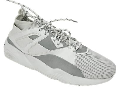 PUMA Men's B.O.G. Sock White Reflective Cross-Trainer Shoe Gray-Puma White 13 M