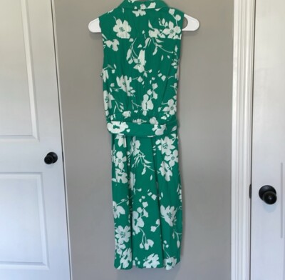 J.Crew Green and White Floral Tie Dress | eBay
