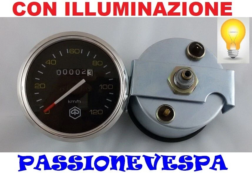 CONTACHILOMETRI CON GHIERA CROMATA PER VESPA PX 125 150 200 E
