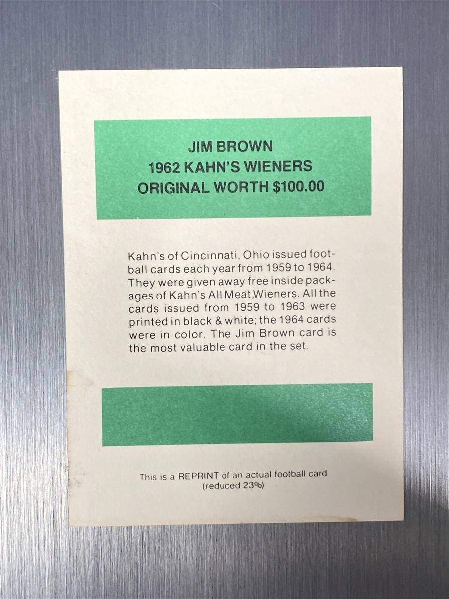 REPRINT Jim Brown Kahn's 1962 Wieners Cleveland Browns HOF | eBay