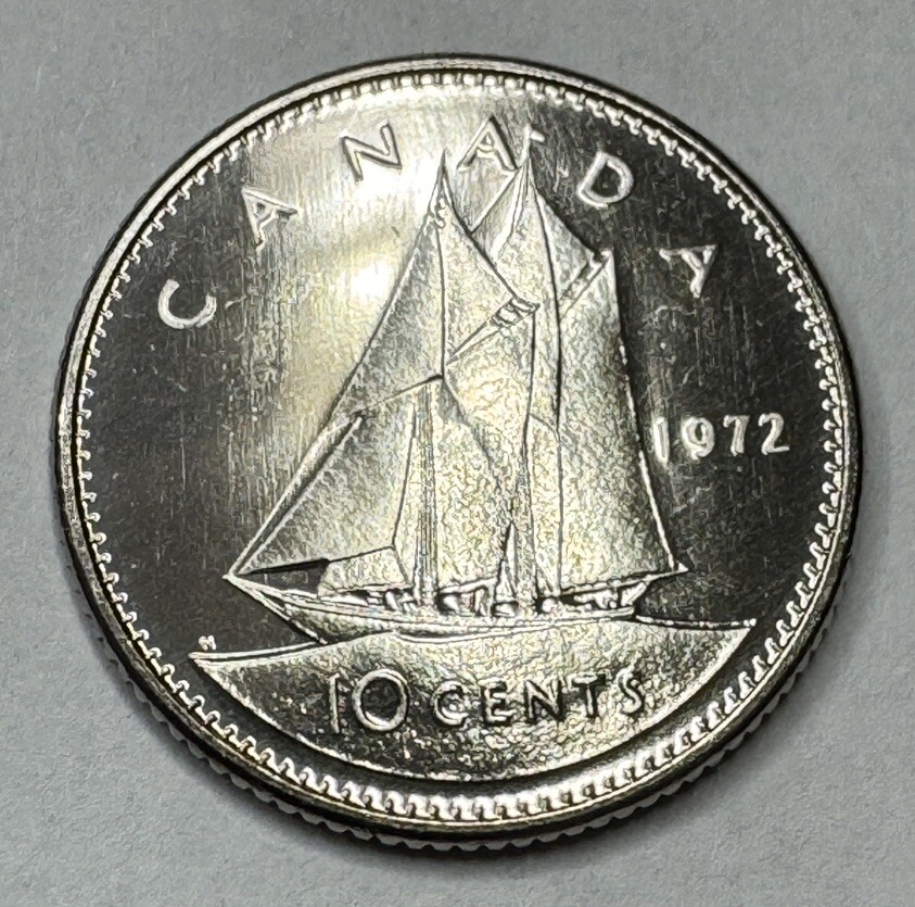 1972 Canadian 10Cent Dime Proof-Like Coin Uncirculated. Beautiful
