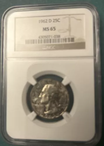 1962 D 25C NGC MS65 Washington Quarter 25c Low Pop Toned