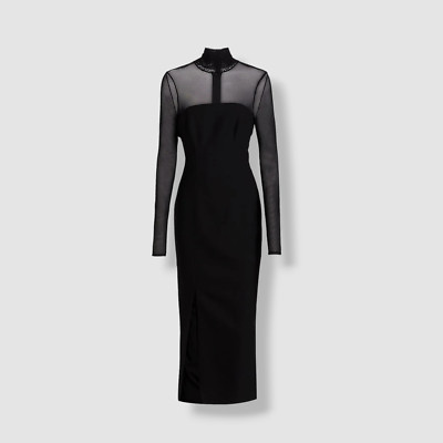 $495 Cinq à Sept Women's Black Mock Neck Midi Dress Size 2