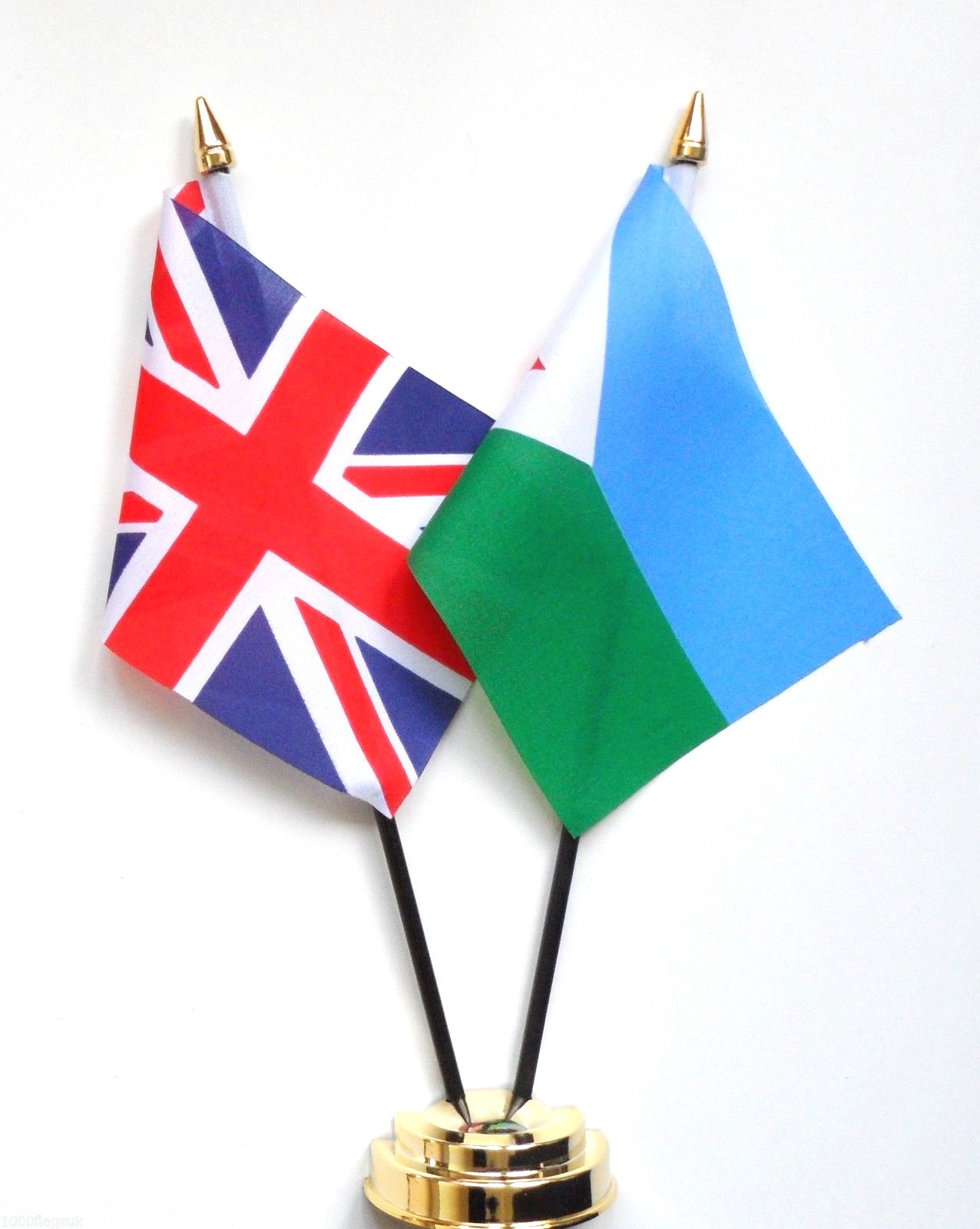 United Kingdom & Djibouti Double Friendship Table Flag Set