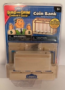 Lowes Build and Grow Project Kit Wooden Wood Coin Bank 