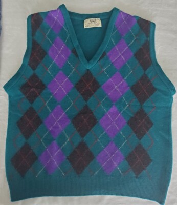 IRENE Argyle Knit Vest Light Blue