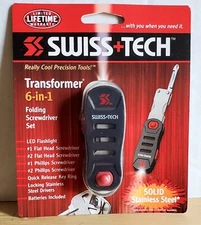 SwtssTech Transformer 6~in~1 Folding Stainless Steel Screwdriver Set Key Ring