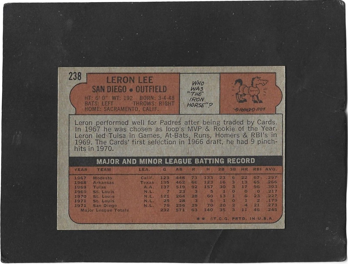 1972 Topps MLB # 238 Leron Lee | eBay