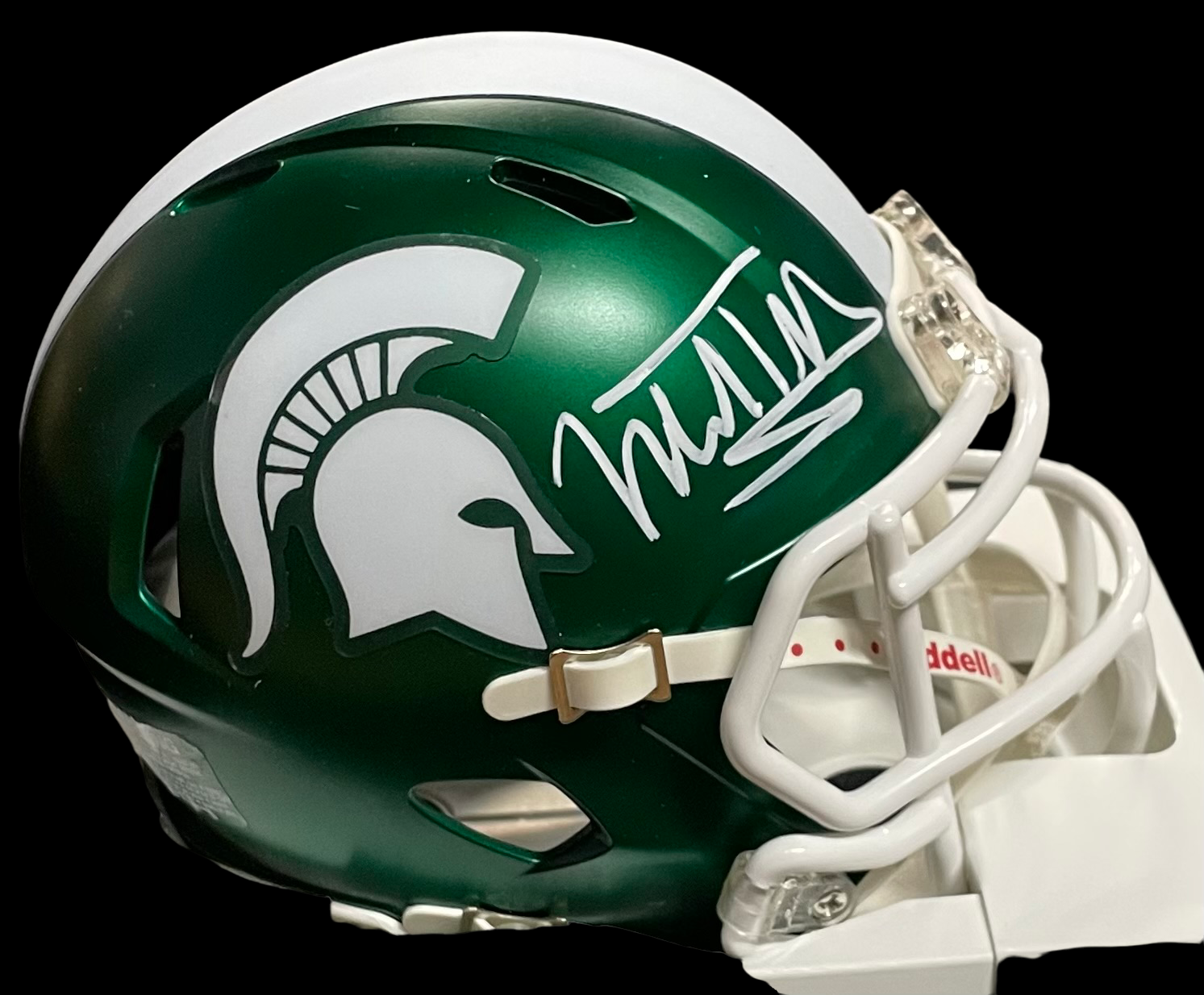 MEL TUCKER SIGNED MICHIGAN STATE MATTE GREEN SPEED HELMET BECKETT WITNESS COA 