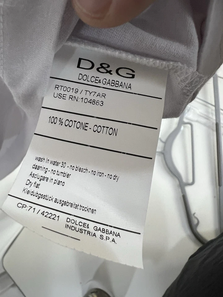 Dolce Gabbana White Men T shirt Logo Print Size Small/Medium(38) - Image 4 of 4