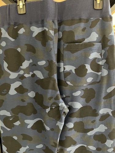 A Bathing Ape Blue Navy Camo SWEAT PANTS L Brand New Bape - Picture 2 of 5