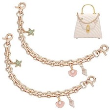 2pcs Purse Chain Replacement Short Chain Straps 9.8" Golden Light Gold Shell