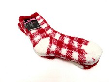 Cuddl Duds 3 pair Cozy Lounge Socks Plushfill Size 4-10 Red  White New