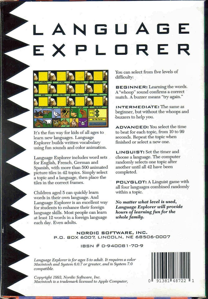 Language Explorer for Mac CD/ROM Ages 5 & Up by Nordic Software 1993 | eBay