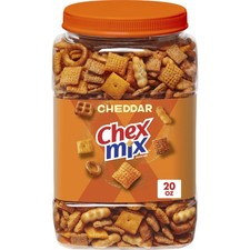 Chex Mix Cheddar Snack Mix, Salty Snacks Tub, 20 oz 20 Ounce Pack of 1