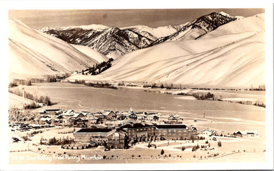 Sun Valley Lodge Aerial RPPC Postcard From Penny Mountain Postcard Ski Resort
