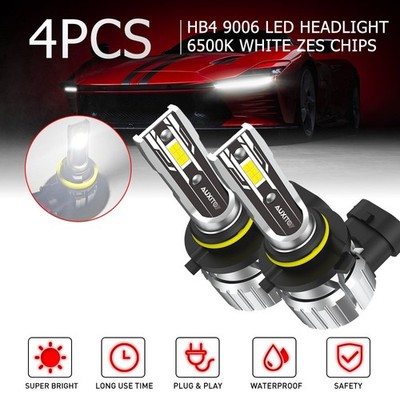 4X AUXITO 6500K White 9006 LED Headlight Bulb High Lo Beam 40000LM Error Free X4