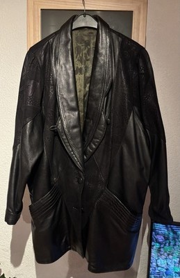 Schwarze Vintage Lederjacke von Vera Pelle Gr. 40