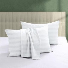 100 Egyptian Cotton Pillow Protectors Set of 4, 600 Thread Count Queen Size Bed