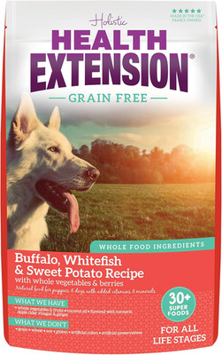 Grain Free Buffalo & Whitefish Dry Dog Food - 30+ Superfoods and Probiotics for 