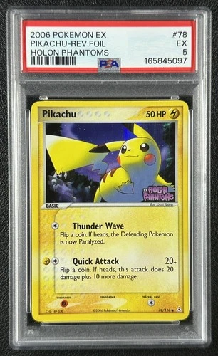PIKACHU PSA 5 2006 POKEMON EX HOLON PHANTOMS #78/110 REVERSE HOLO 5097