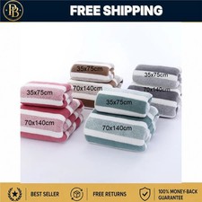 Striped Towel Set Soft Face & Bath Towel Quick Drying Absorbent Microfiber