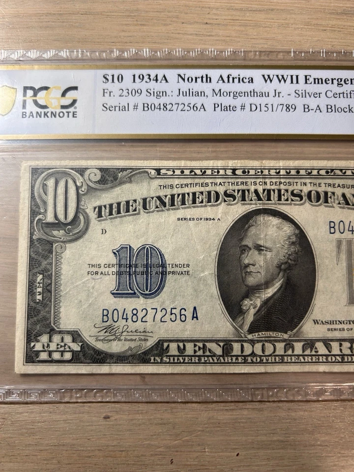 1934 A $10 Dollar Bill North Africa Silver Certificate Graded VF30 by PCGS - Image 3 of 4