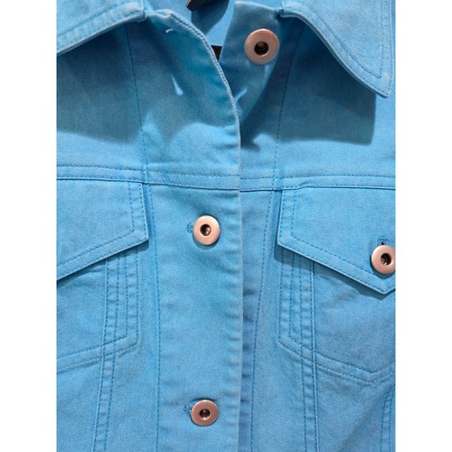 Vintage 5|48 Türkis Stretch Sakko Gr. 10 Blau Jeansoptik Tailliert Jeans Style - Bild 6 von 10