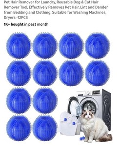 Reusable Blue Nylon Laundry Balls 12pcs Hair Lint Remover for Dryer