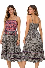 Anthropologie Raga Tribal Banjara Mirror Boho Cotton Midi Dress Size XS