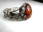 AMBER BRACELET VINTAGE STERLING LADIES WOMANS ANTIQUE ORIGINAL JEWELRY FLOWERS — photo 2