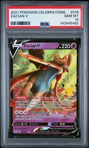 2021 POKEMON CELEBRATIONS #016 ZACIAN V PSA 10