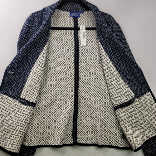 Pendleton Womens XL Blazer Jacket W/Tags Geometric Print 100% Cotton Navy/White - Picture 7 of 16