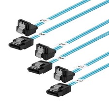 ADCAUDX Long-SATA 90-Degree Cable 1M, 3 Pack Flexible Thin SATA 1 meter, Blue