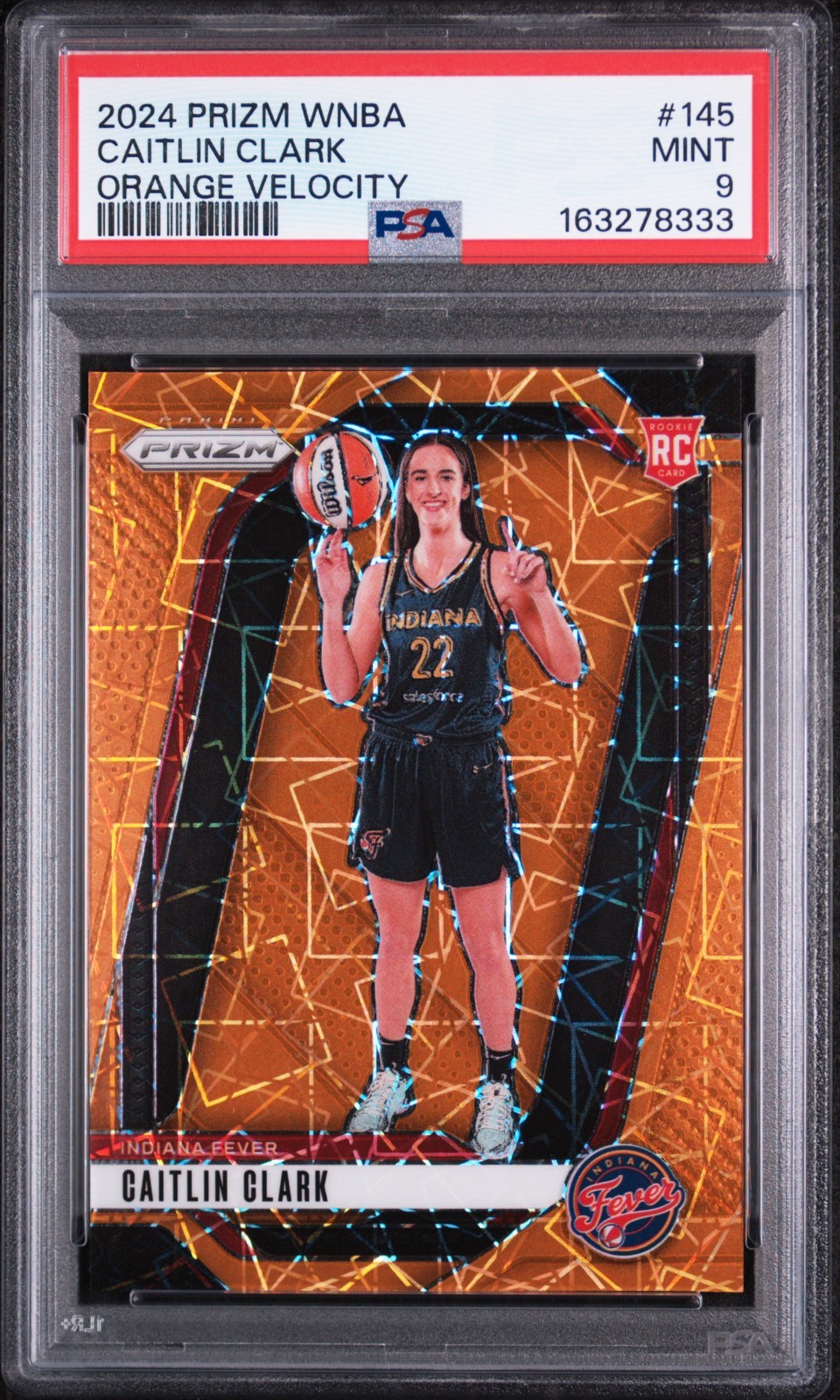 CAITLIN CLARK 2024 PRIZM WNBA ORANGE VELOCITY RC #145 PSA 9 MINT FEVER 163278333