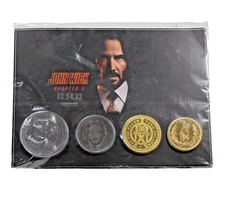 John Wick Chapter  4 -  4 Collectible Metal Coins Sealed