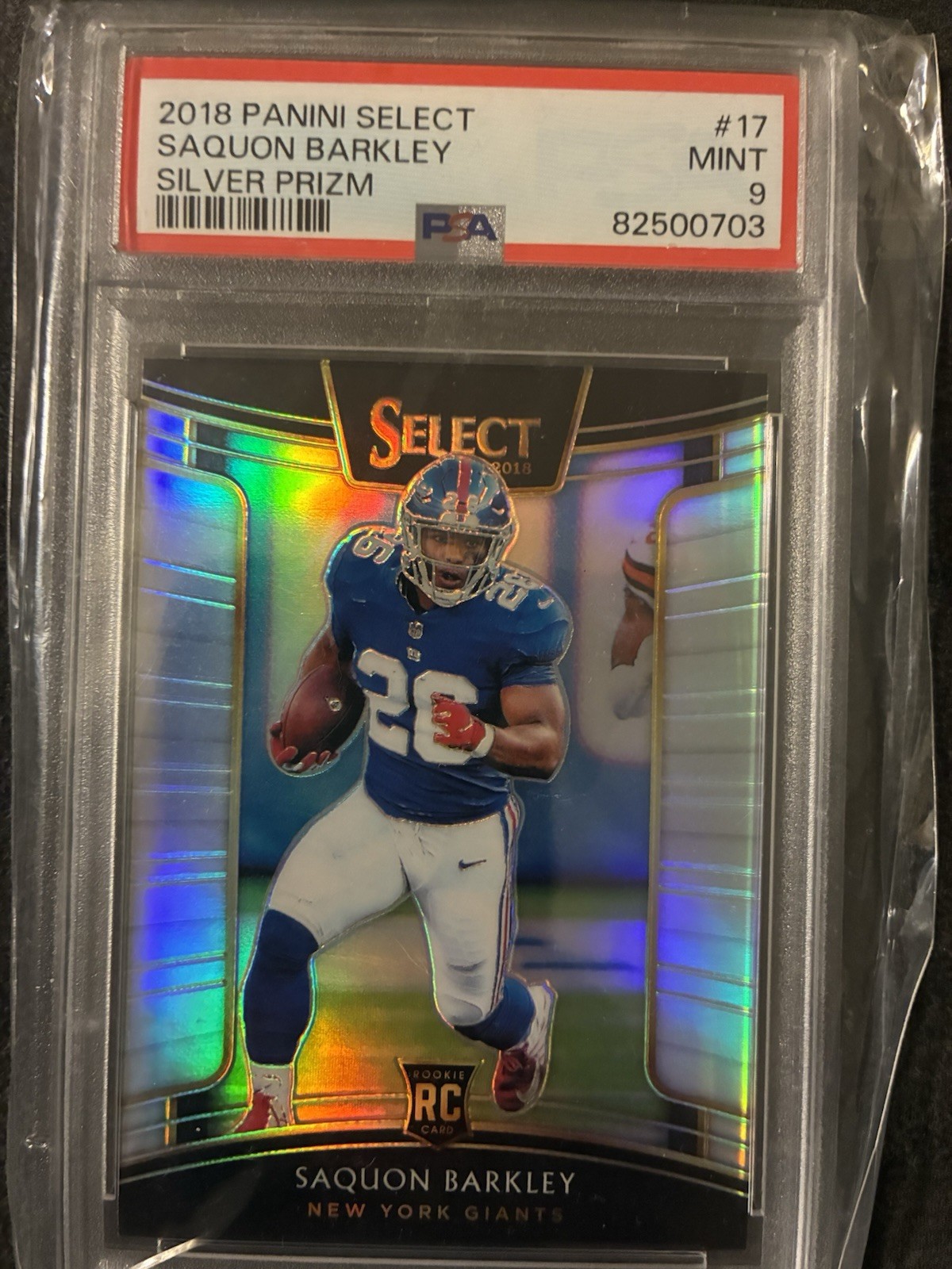 2018 Panini Select - Concourse Saquon Barkley #17 Silver Prizm (RC) PSA 9